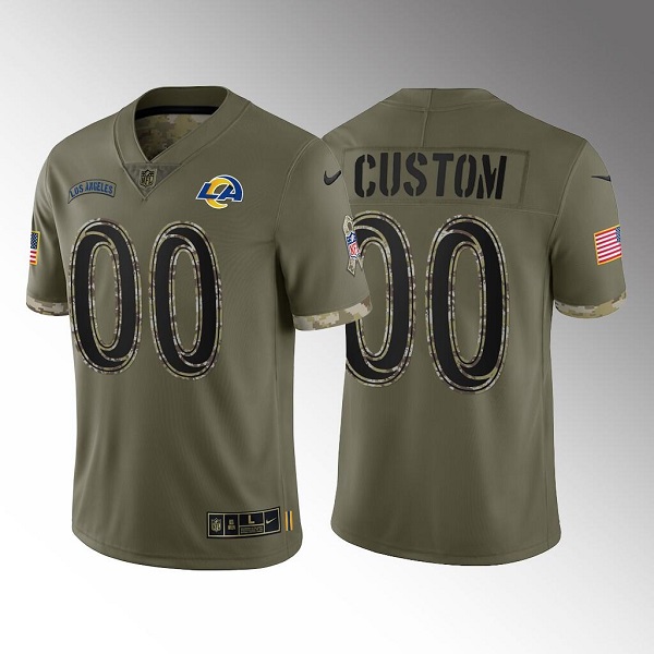 Men's Los Angeles Rams Customized Olive 2022 Salute To Service Limited Stitched Jersey